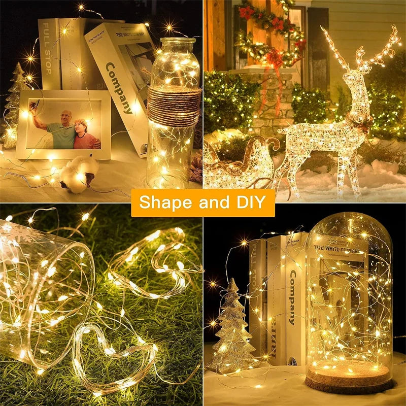 Weihnachtsbeleuchtung, LED-Feen-Lichterkette, Vorhang, Lichter, 8-Modus, Fernbedienung, USB, Girlande, Weihnachtsdekoration für Zuhause, Urlaub, Neujahr, Lampe