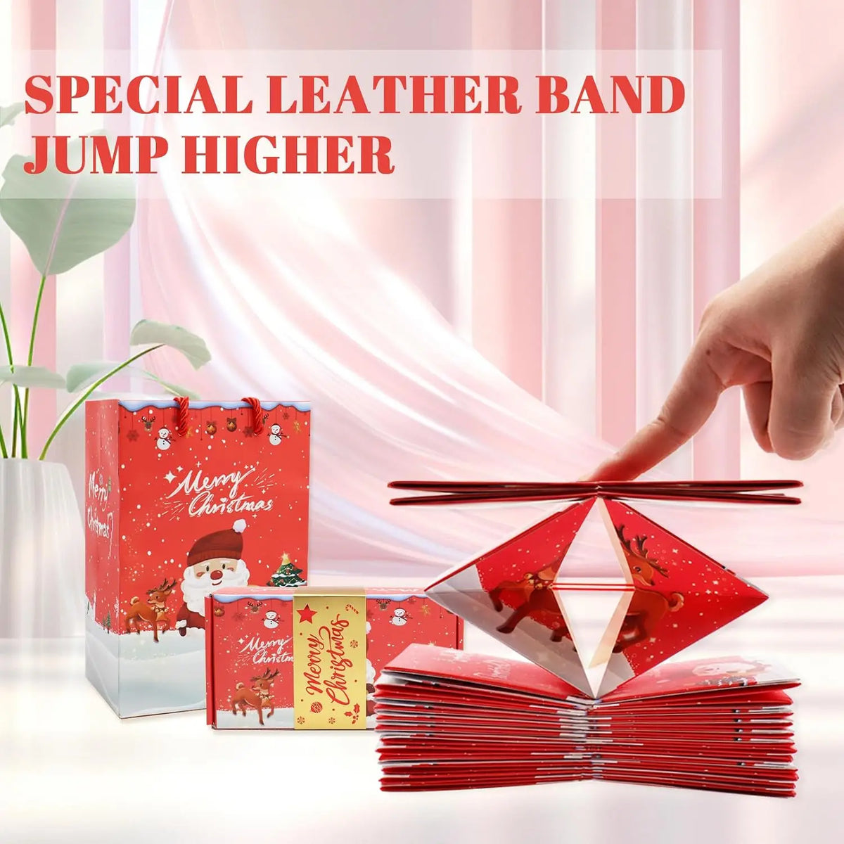 Weihnachts-Überraschungs-Geschenkbox mit Geldfunktion, Rot/Grün, Faltbare Pop-up-Papierboxen für Weihnachten, DIY-Geldgeschenk, Partydekoration