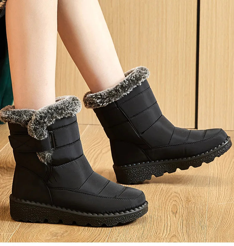 Frauen Stiefel 2025, Trend Winter Schuhe Für Frauen Winter Stiefel Knöchel Low Heels Botas Mujer Wasserdichte Schnee Stiefel Mit Pelz schuhe