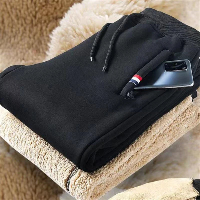 Winter Lammwolle Warme Casual Hosen männer Fitness Jogging Jogginghose Männlich Solide Kordelzug Böden Fleece Gerade Hosen M-5Xl