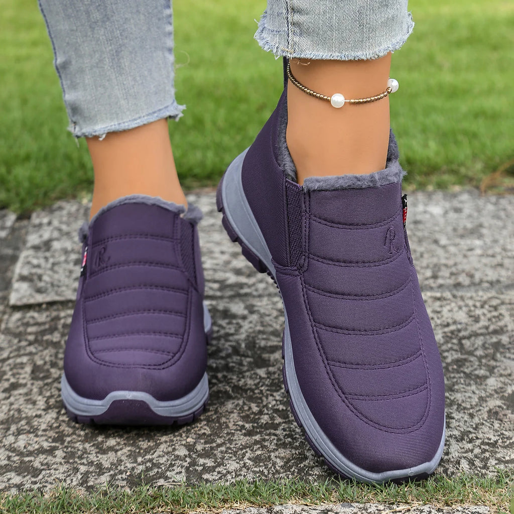 Damenschuhe, Winter-Baumwollschuhe mit Fleece und verdicktem Mittelhohem Schaft, Warme und Lässige Schneestiefel