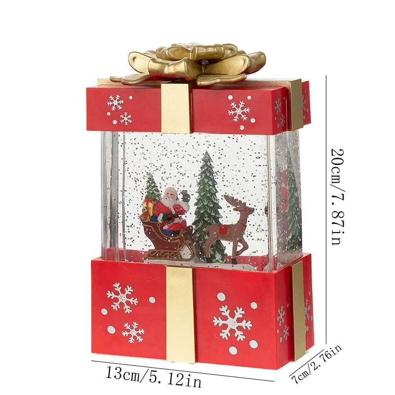 Weihnachten Musik Geschenk Box Home Dekoration Popcorn Szene Dorf Rotierenden Santa Statue Weihnachten Desktop Decor Weihnachten Kind Kind Geschenk