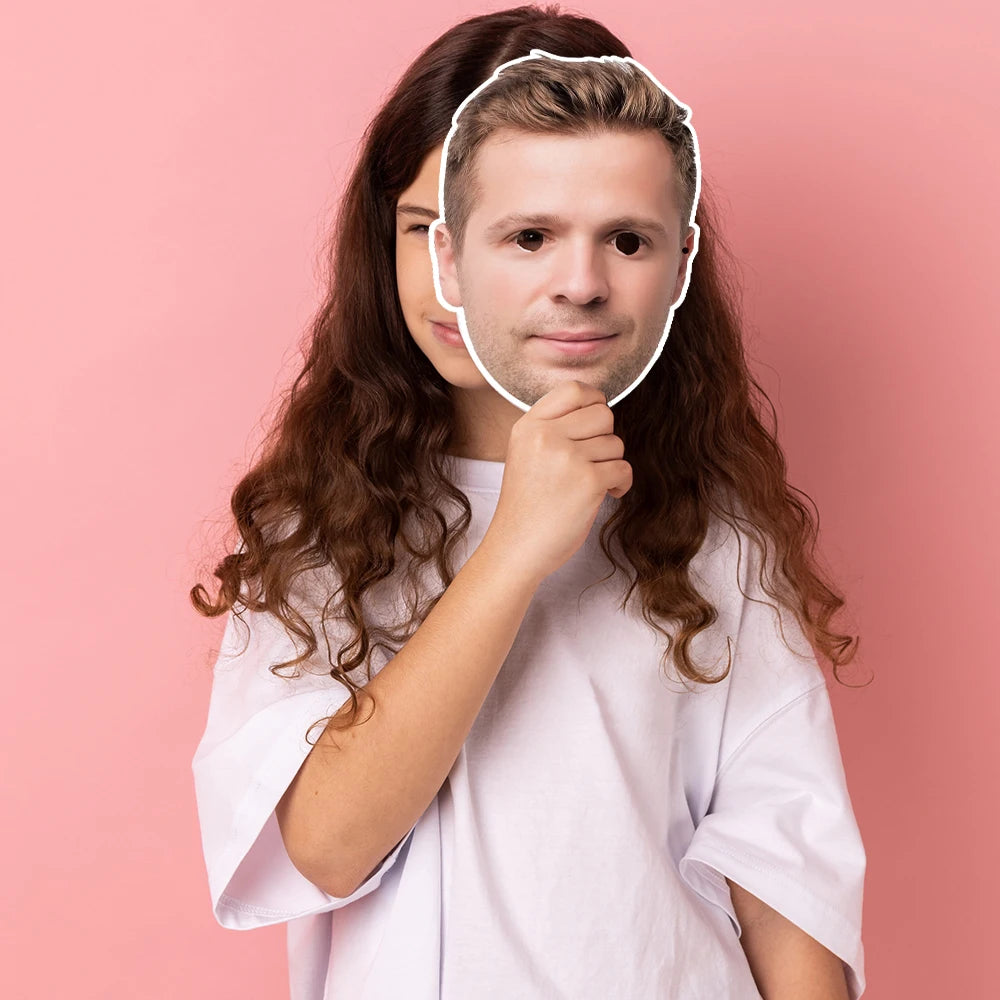 Benutzerdefinierte Gesichtsmaske, personalisierte Foto-Gesichtsmasken, Selfie-Fotoautomaten-Requisiten für Geburtstag, Hochzeit, Junggesellenabschied