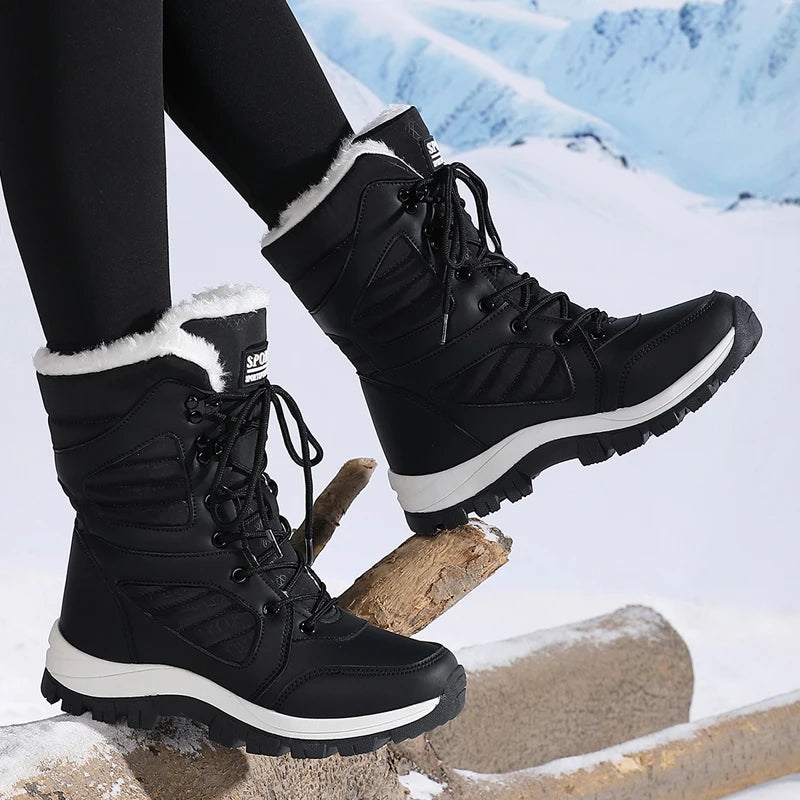 Winter Frauen Schnee Boot High-top Wasserdichte Stiefeletten Damen Dicke Plus Warme Schnee Wandern Stiefel Outdoor Baumwolle Schuhe turnschuhe