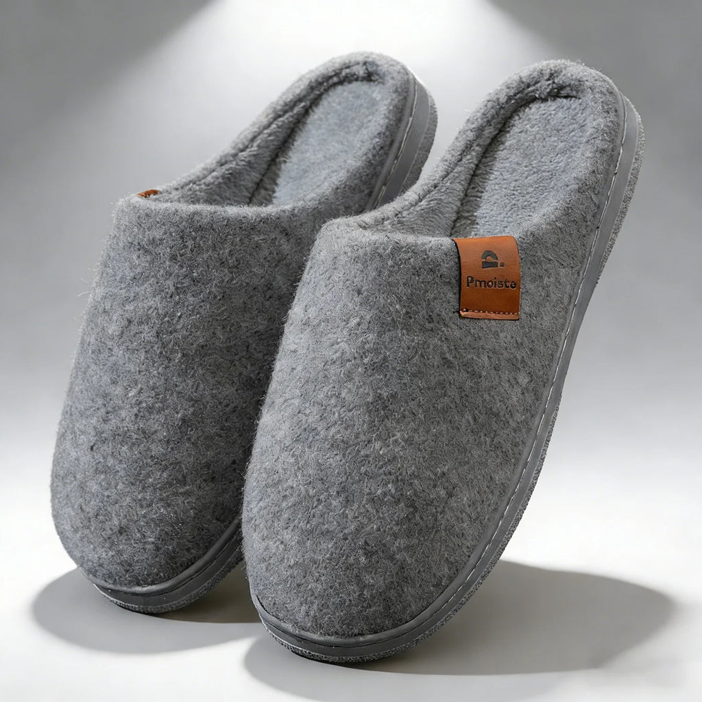 Winter Herren Filz Plattform Hausschuhe Ultra Warm Kissen Gemütliches Leben Rutschfestes TPR Outdoor Indoor Haus