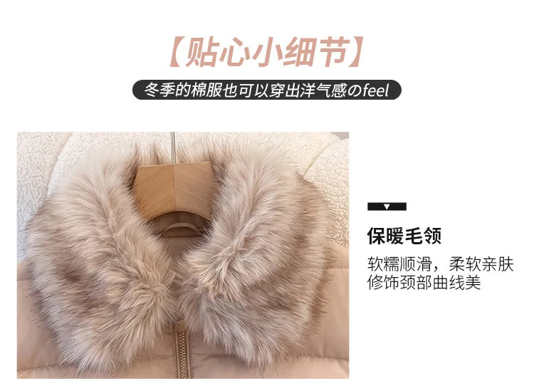 Winterkleidung 2026 Neue Mode Pelzkragen Daunenjacke Kurze Wattierte Damenjacke zum Warmhalten