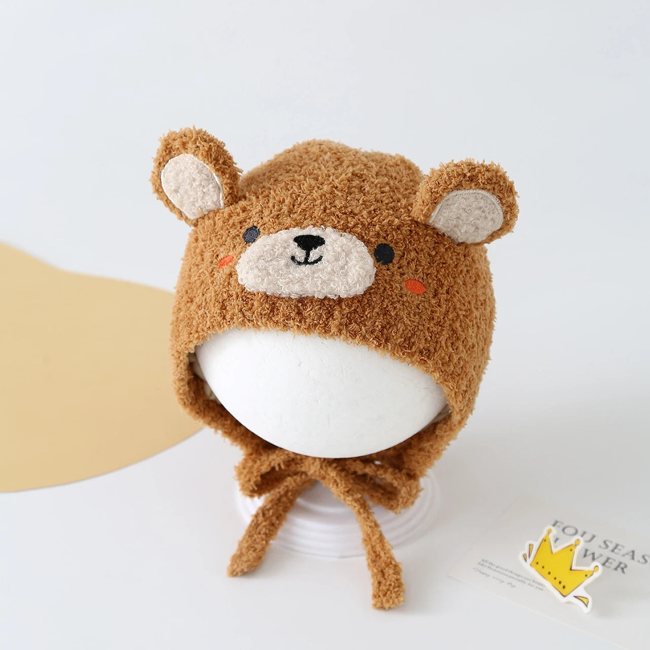 Winter Warme Ohr Schutz Kappe Niedlichen Tier Verdicken Kinder Schnürung Hut Im Freien Kalt-beweis Kleinkind Gestrickte Baby Ohrenschützer beanie