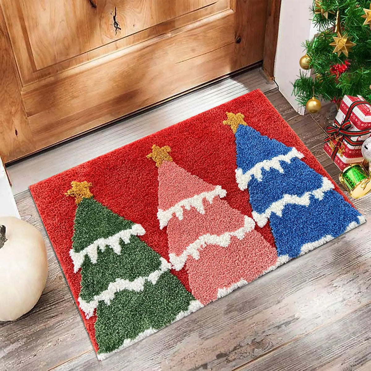 Weihnachts-Fußmatte, roter Weihnachtsmann, für draußen und drinnen, Lebkuchenmann-Teppich, Neujahr 2026, Frohe Weihnachten, Heimdekoration, Fußmatte