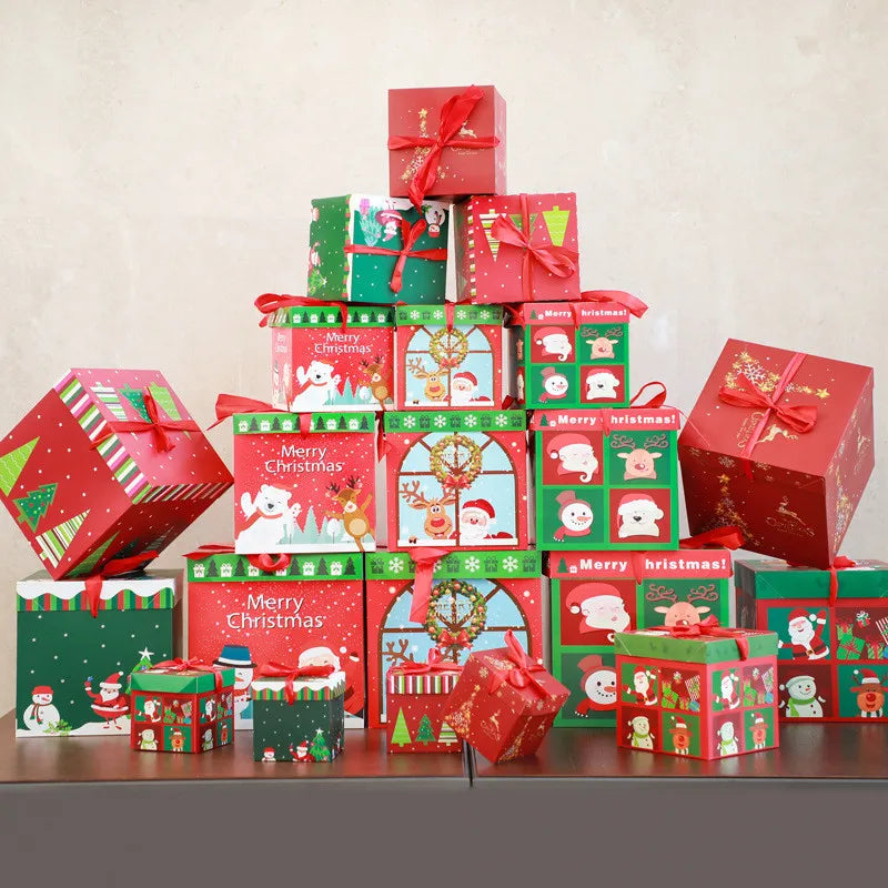 Weihnachtsgeschenkboxen, Geschenkverpackung, Frohe Weihnachten, Dekorative Kartons für Weihnachten, Heimparty-Dekoration, Neujahr, Süßigkeitenbox, Etui