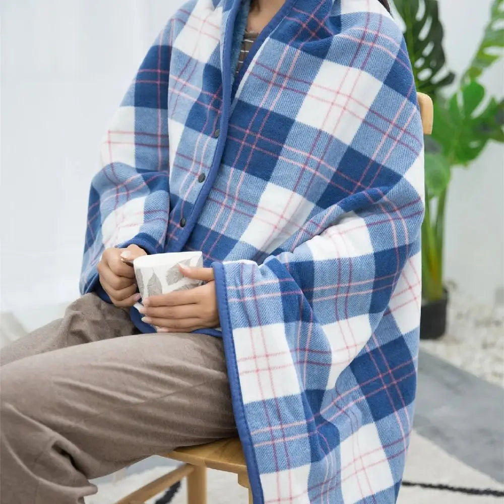 Lazy Plaid Tragbare Decke verdicken weiche lässige Bürodecke mit Knopf warme Home Schal Decke Winter