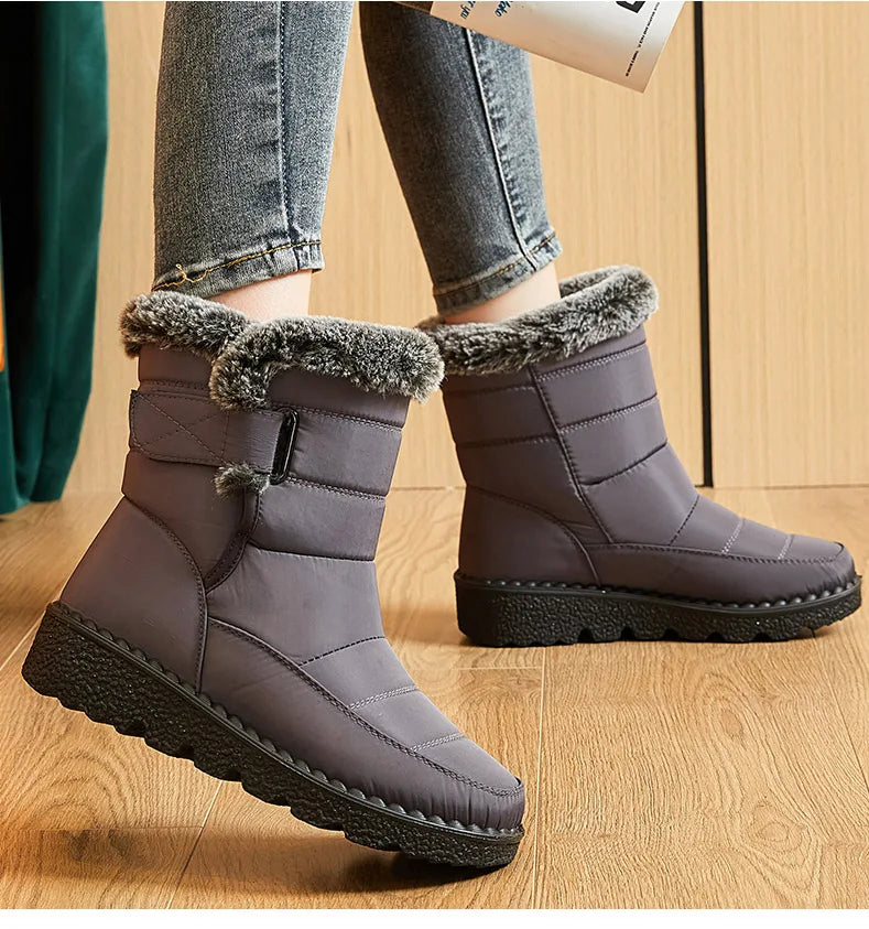 Frauen Stiefel 2025, Trend Winter Schuhe Für Frauen Winter Stiefel Knöchel Low Heels Botas Mujer Wasserdichte Schnee Stiefel Mit Pelz schuhe
