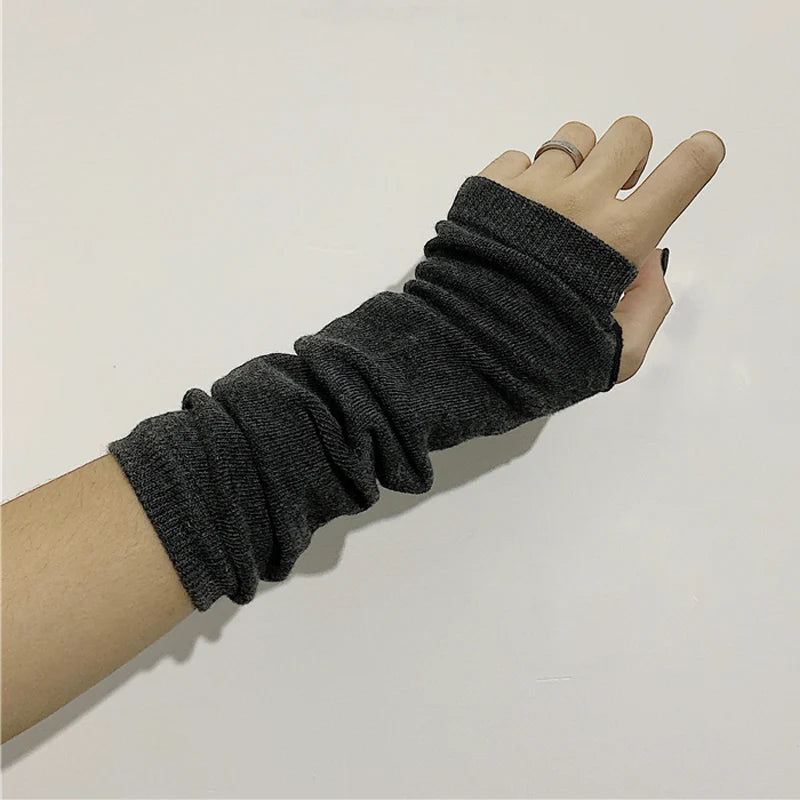 Winter Warme Lange Ärmel Handschuhe für Mann Frauen Fingerlose Streifen Hip-Hop Gestrickte Ellenbogen Fäustlinge Elastische Outdoor Wärmer Arm