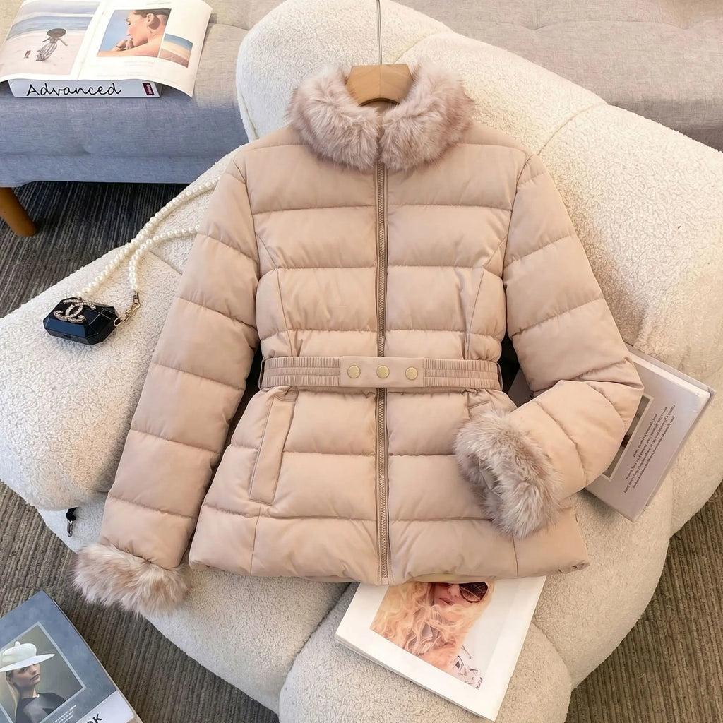 Winterkleidung 2026 Neue Mode Pelzkragen Daunenjacke Kurze Wattierte Damenjacke zum Warmhalten
