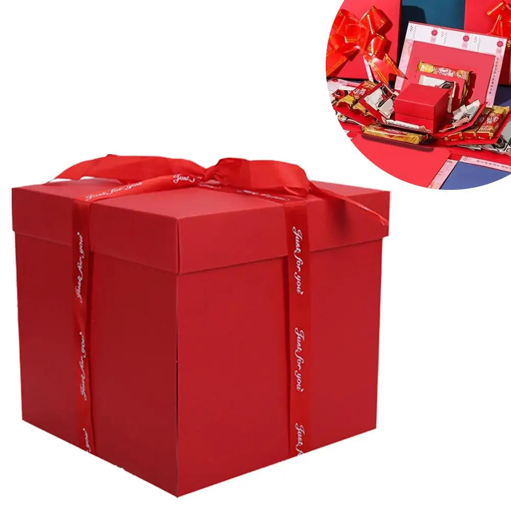 Mehrschichtige Überraschungs-Geschenkbox mit Band, explosive Geburtstags-/Weihnachtsgeschenkbox für Süßigkeiten, Schmuck, DIY-Geschenkpräsentation