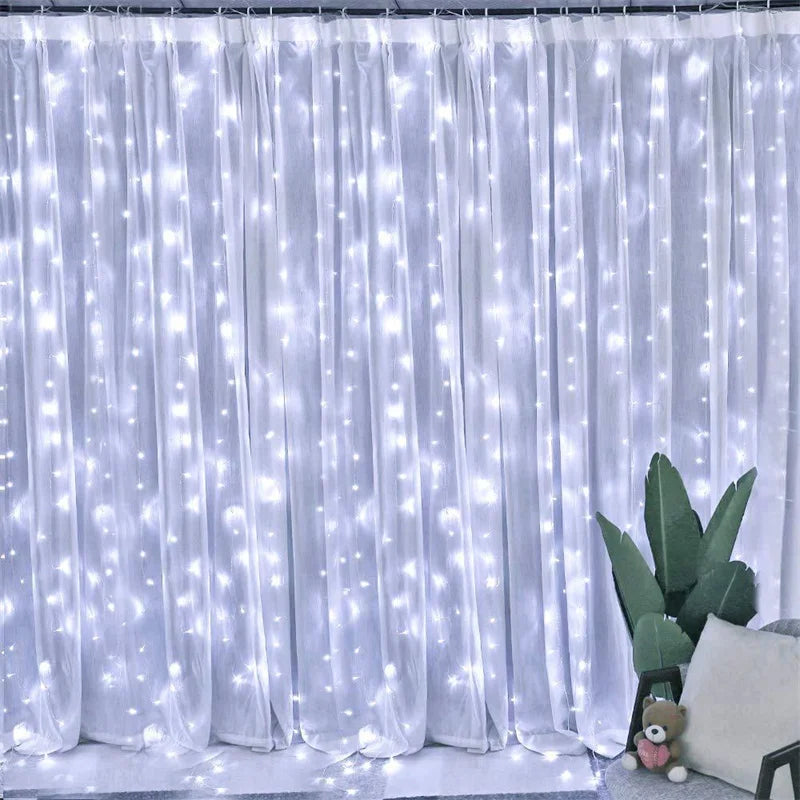 Weihnachtsbeleuchtung, LED-Feen-Lichterkette, Vorhang, Lichter, 8-Modus, Fernbedienung, USB, Girlande, Weihnachtsdekoration für Zuhause, Urlaub, Neujahr, Lampe