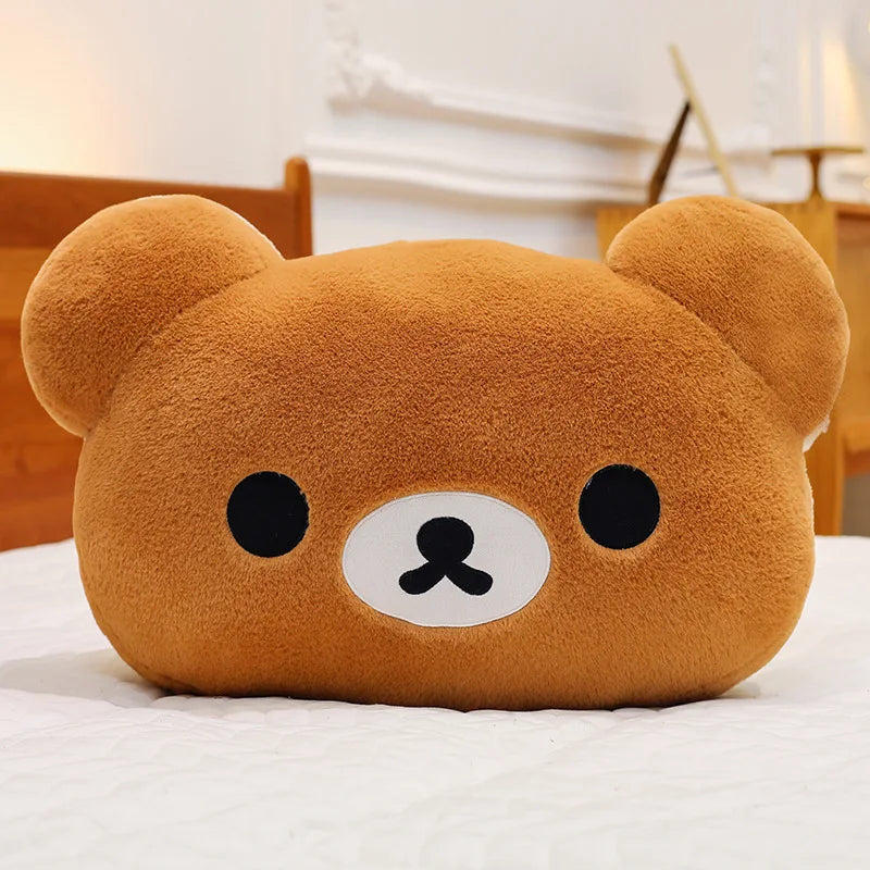 Niedliches Rilakkuma-Plüschkissen mit großem Kopf, große Größe, weiches Stofftierkissen, Schlafzimmer-Sofa-Dekoration, Unisex-Geburtstagsgeschenk für Erwachsene