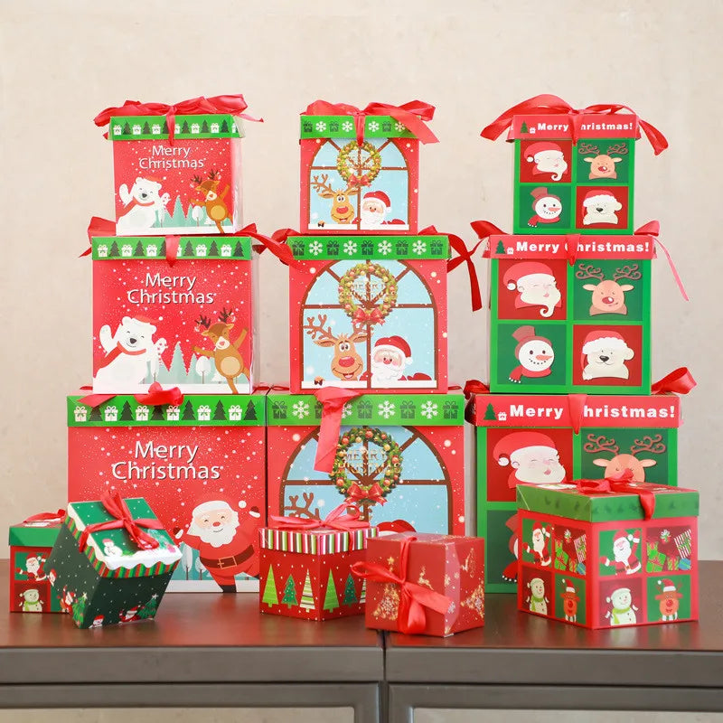 Weihnachtsgeschenkboxen, Geschenkverpackung, Frohe Weihnachten, Dekorative Kartons für Weihnachten, Heimparty-Dekoration, Neujahr, Süßigkeitenbox, Etui