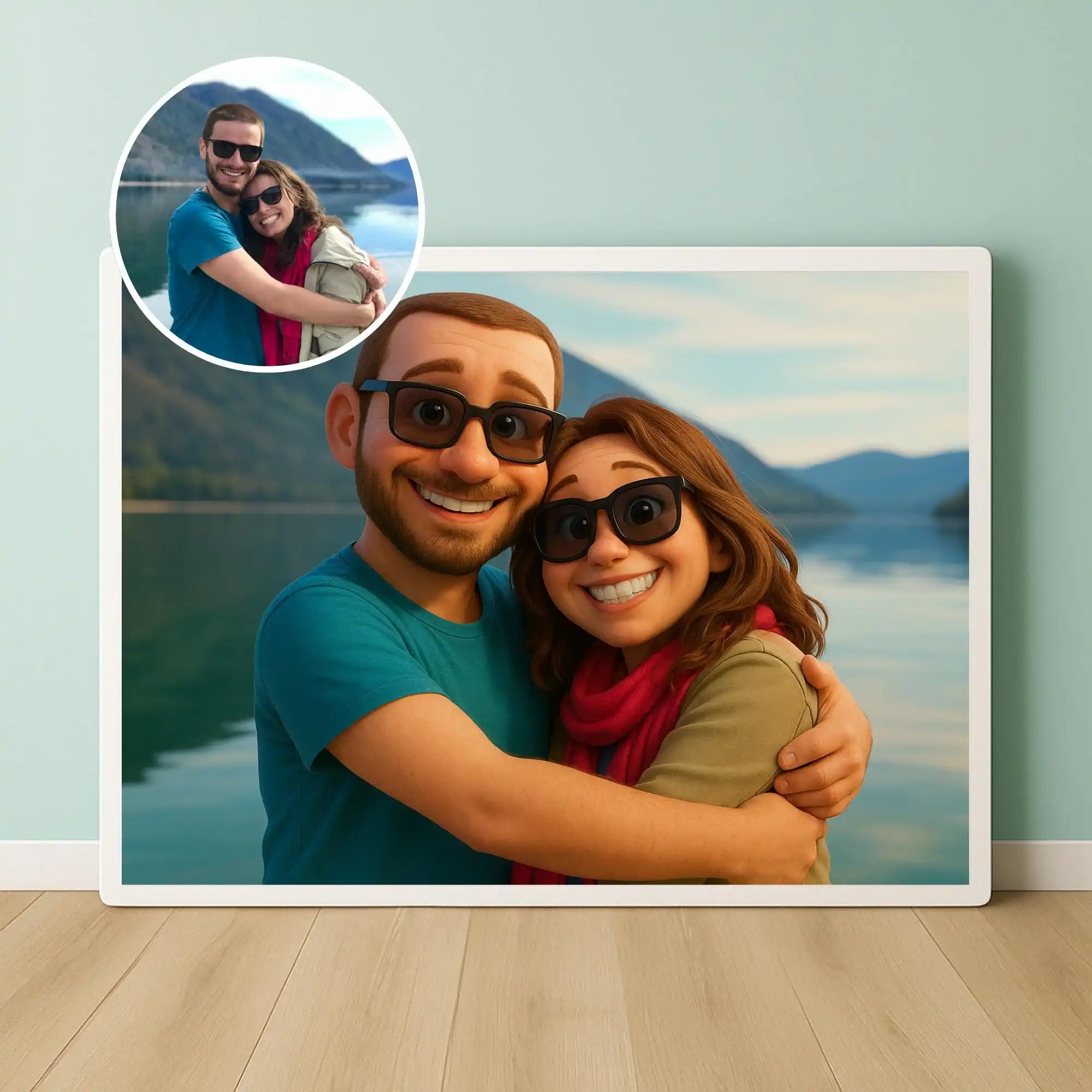 Benutzerdefiniertes Porträt im Cartoon-Stil aus dem Foto, personalisiertes Cartoon-Weihnachtsgeschenk für Paare, Familien, Kinder – einzigartiges Wandkunst-Poster