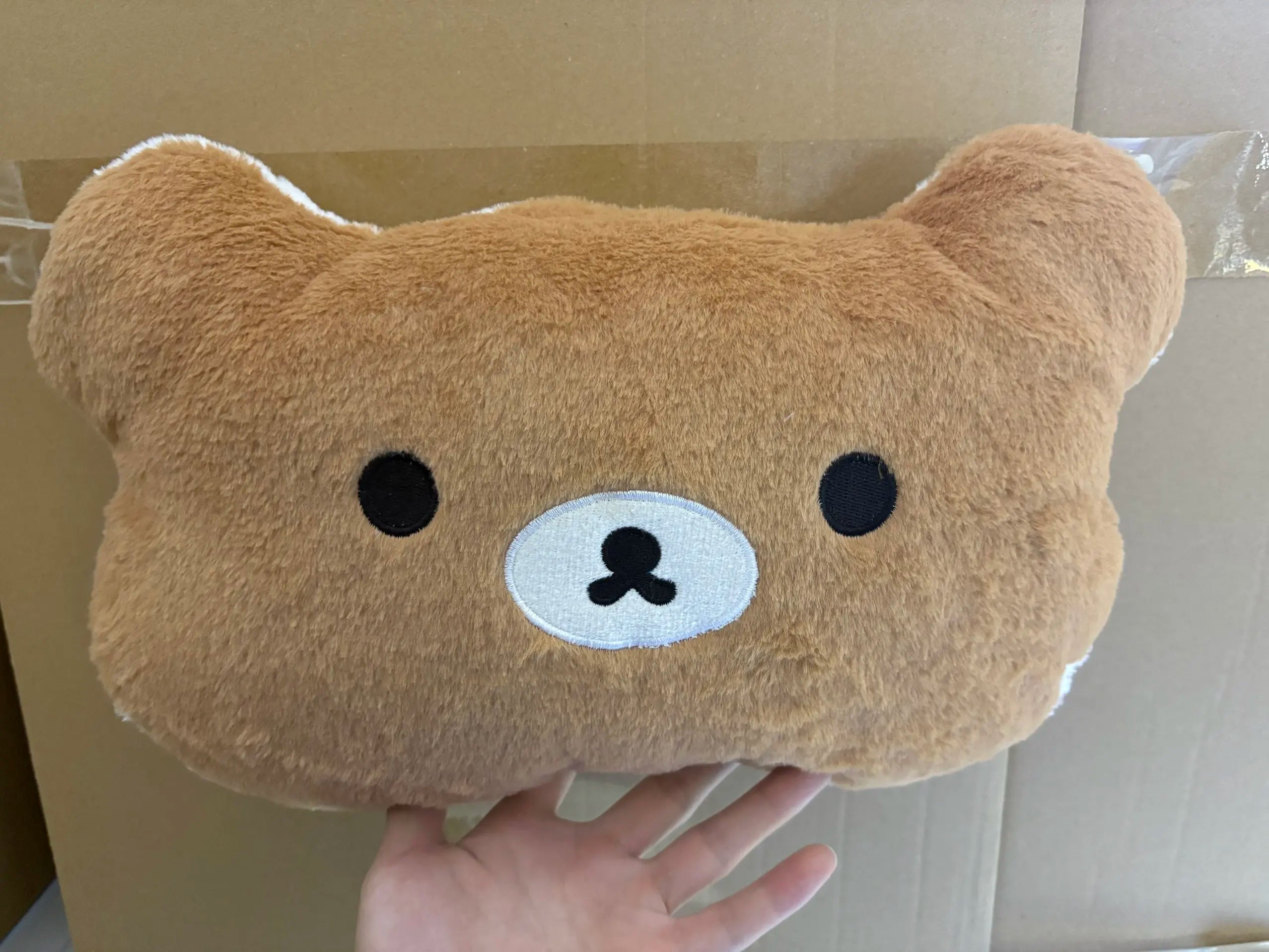 Niedliches Rilakkuma-Plüschkissen mit großem Kopf, große Größe, weiches Stofftierkissen, Schlafzimmer-Sofa-Dekoration, Unisex-Geburtstagsgeschenk für Erwachsene