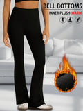 Superweiche, hoch taillierte Fleece-Flare-Leggings für Damen, Bauchkontrolle, weiche Bootleg-Bootcut-Hose