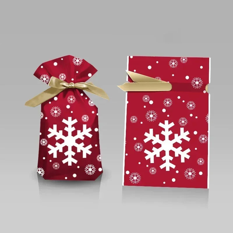 Weihnachtliche Geschenktüte Weihnachtsdekoration für Zuhause Schneeflocken-Geschenktasche Weihnachtsverpackungshalter Neujahr