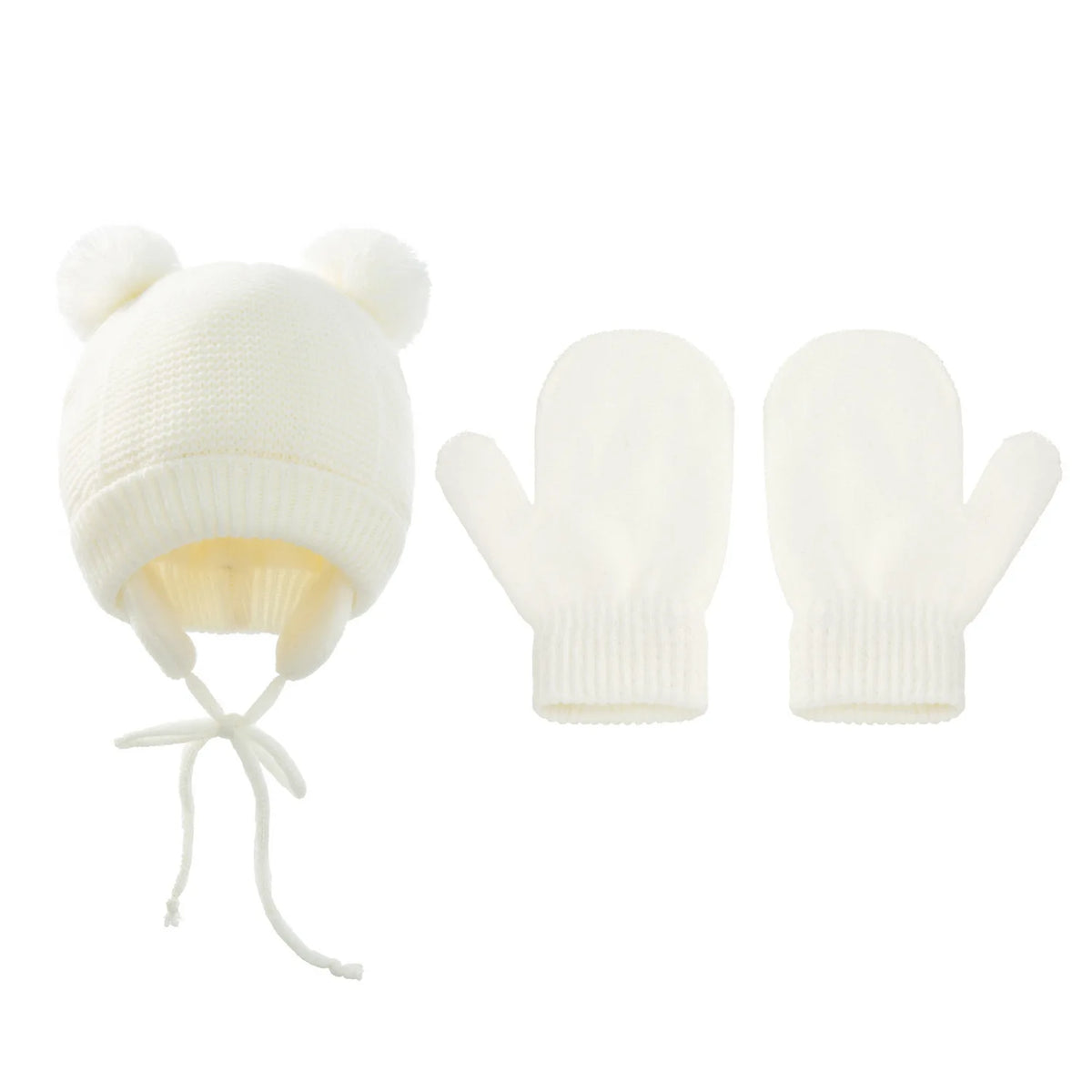 Winter-Babymütze für 0–12 Monate, Jungen und Mädchen, Zubehör, Strickmütze, Kindermütze, Fleece, warme Handschuhe, dicke Winterohr-Kindermütze, Babymütze