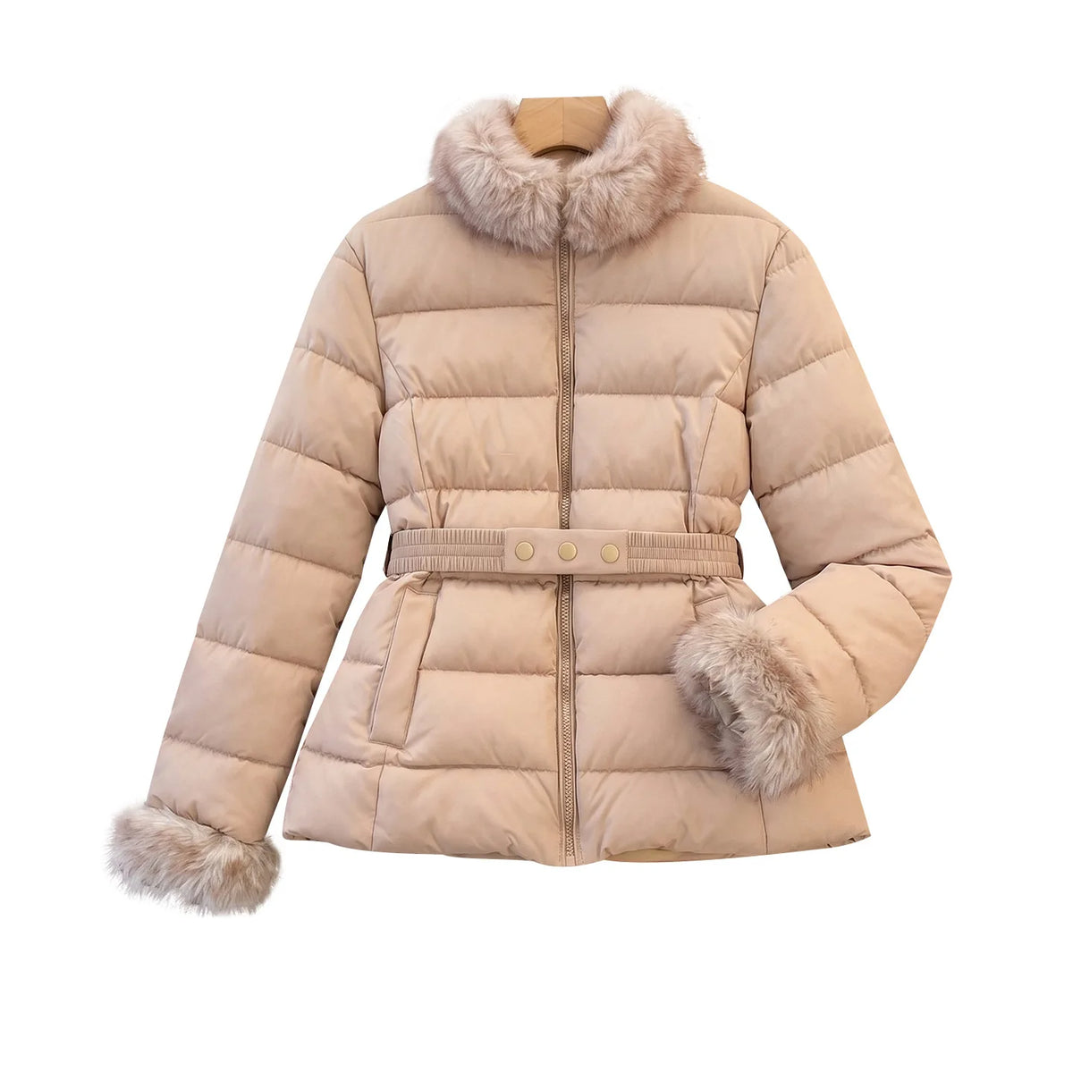 Winterkleidung 2026 Neue Mode Pelzkragen Daunenjacke Kurze Wattierte Damenjacke zum Warmhalten