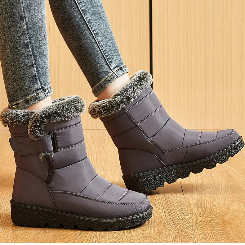 Frauen Stiefel 2025, Trend Winter Schuhe Für Frauen Winter Stiefel Knöchel Low Heels Botas Mujer Wasserdichte Schnee Stiefel Mit Pelz schuhe