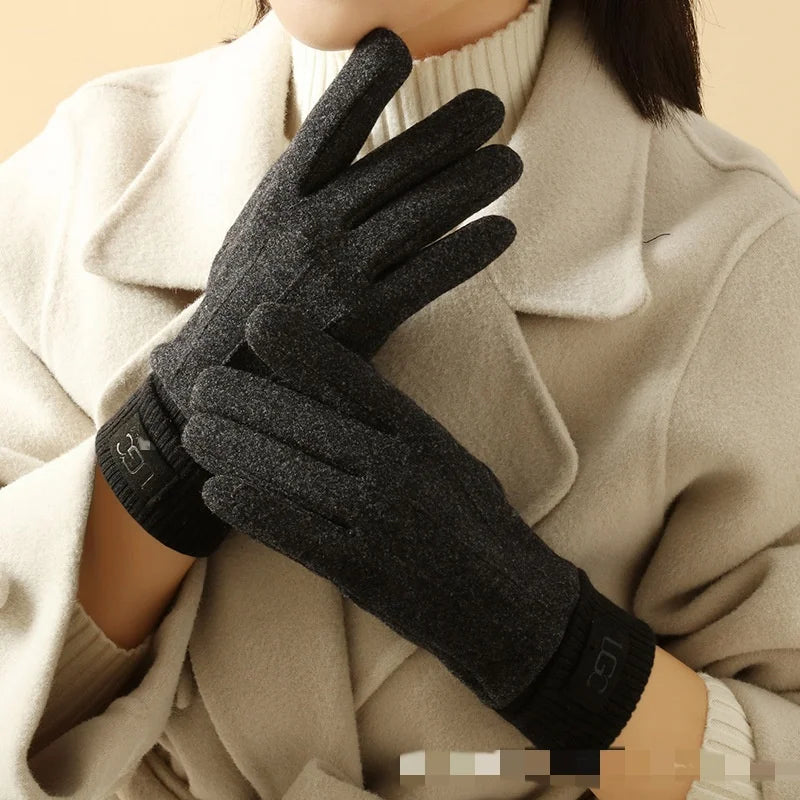Winter-Kaschmirhandschuhe für Damen, warme Touchscreen-Handschuhe, Herrenhandschuhe, Outdoor-Kälteschutz, Radfahren, dicke Vollfinger-Fäustlinge