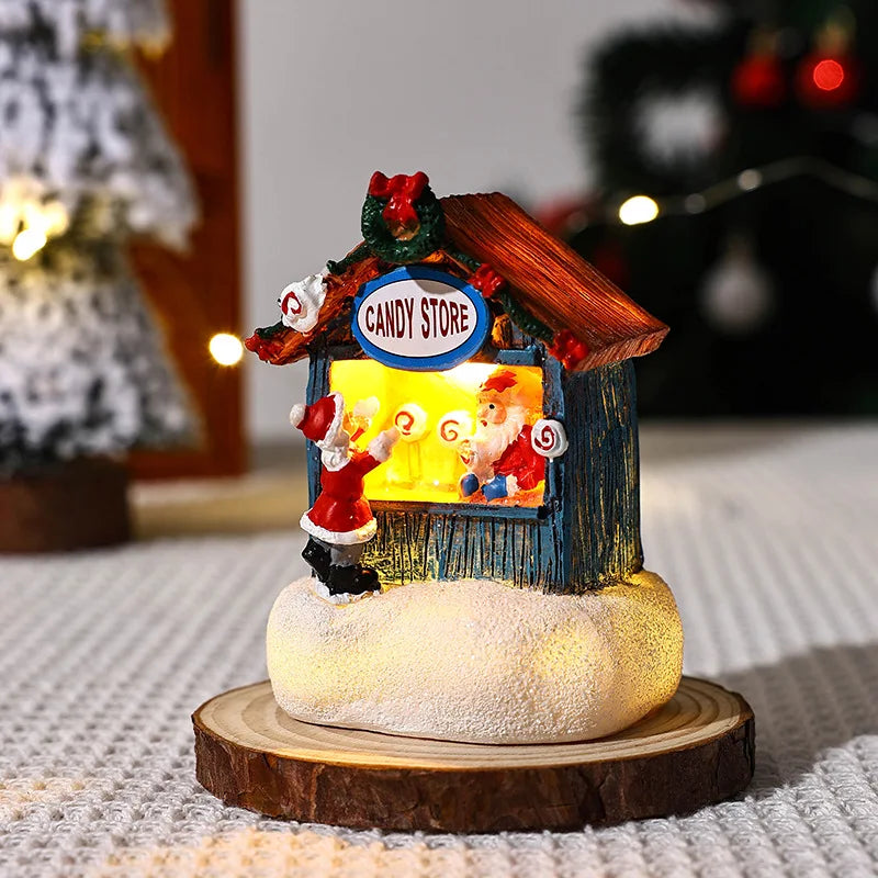 Weihnachten Schneehäuse Glow Craft Schneemann Garten Ornament mit Musik Home Decora Land Harz Ornament Roman Weihnachten Kind Geschenk