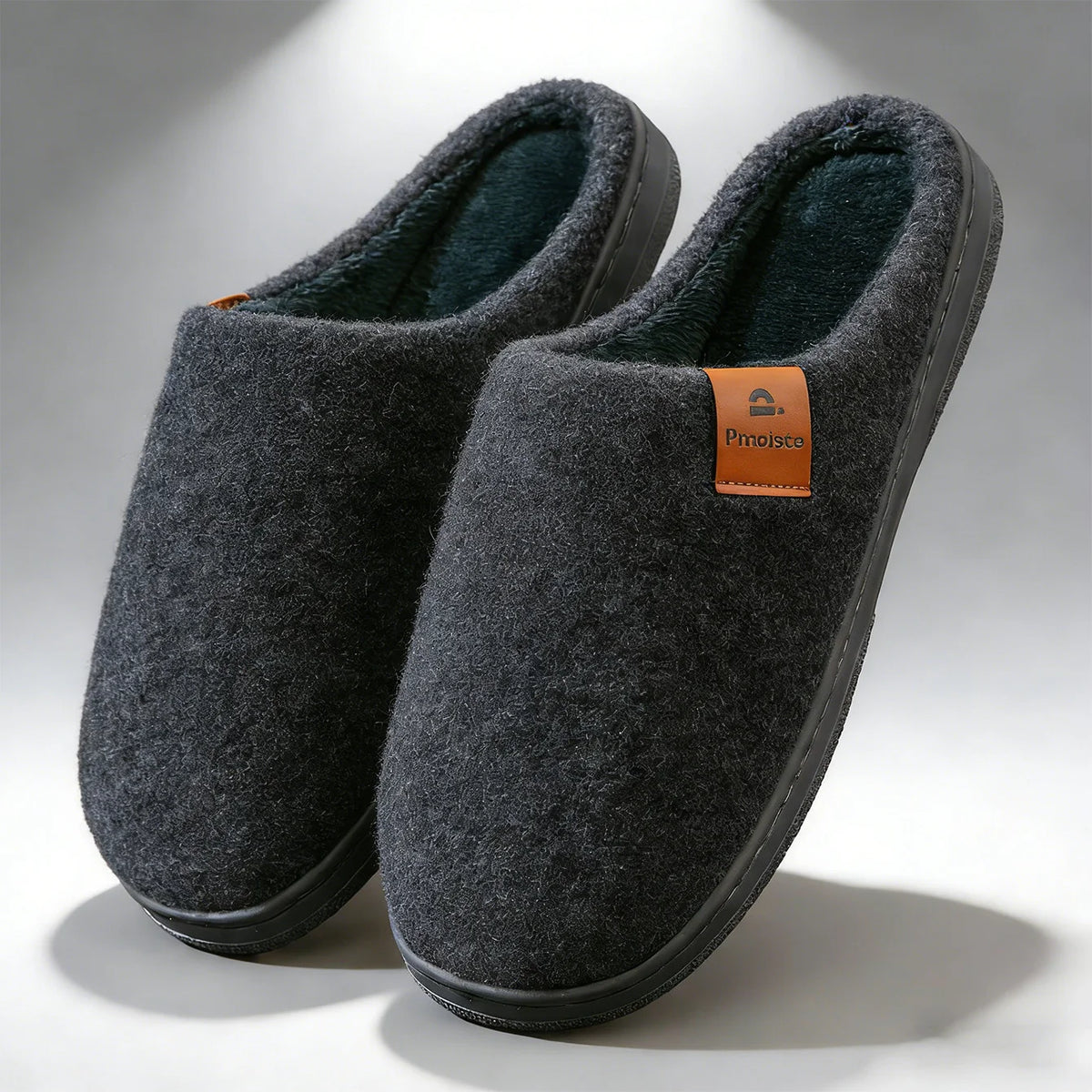 Winter Herren Filz Plattform Hausschuhe Ultra Warm Kissen Gemütliches Leben Rutschfestes TPR Outdoor Indoor Haus
