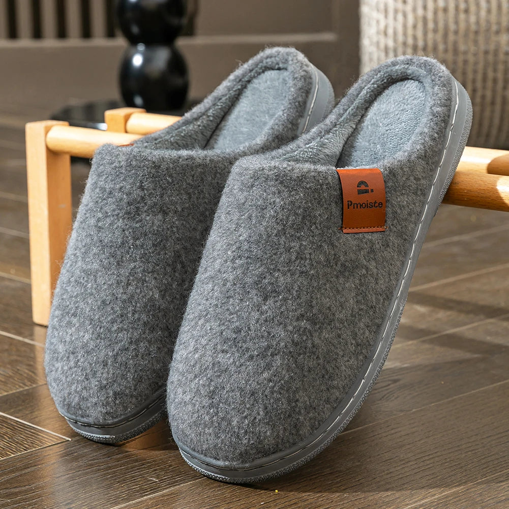 Winter Herren Filz Plattform Hausschuhe Ultra Warm Kissen Gemütliches Leben Rutschfestes TPR Outdoor Indoor Haus