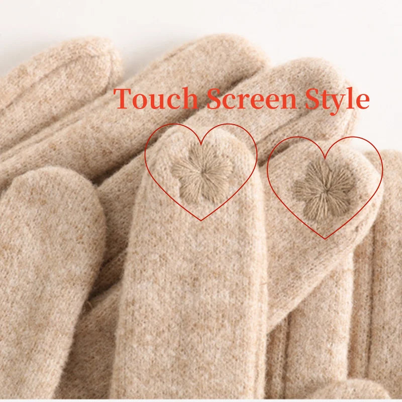 Winter-Kaschmirhandschuhe für Damen, warme Touchscreen-Handschuhe, Herrenhandschuhe, Outdoor-Kälteschutz, Radfahren, dicke Vollfinger-Fäustlinge