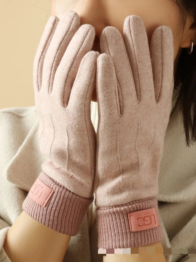 Winter-Kaschmirhandschuhe für Damen, warme Touchscreen-Handschuhe, Herrenhandschuhe, Outdoor-Kälteschutz, Radfahren, dicke Vollfinger-Fäustlinge