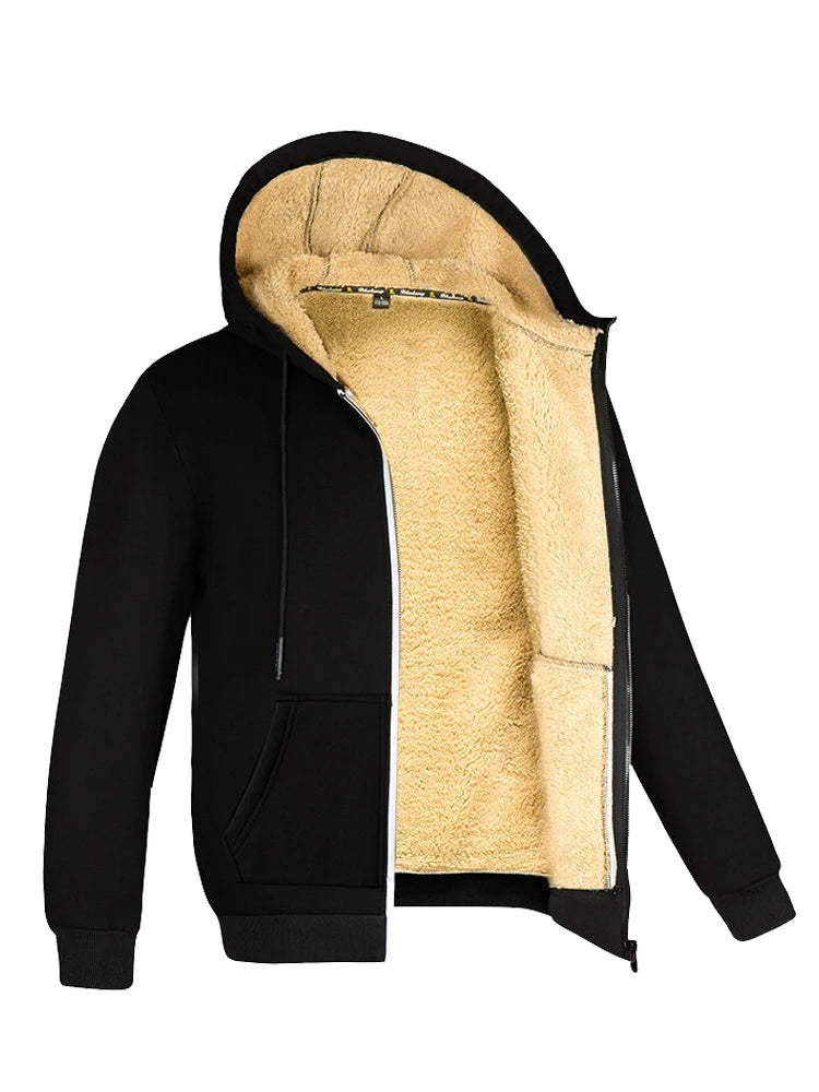 Winter Lammwolle Mäntel Verdicken Warme Jacken Lange Sleeve Zipper Hoodies Casual Sport Fleece Schwarz Mantel Mit Kapuze Männer Frauen Jacke