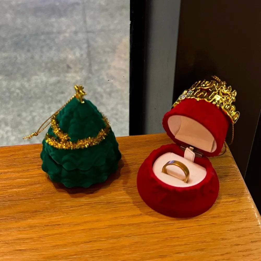 Weihnachten Glocke Weihnachten Schmuck Box Schneemann Hochzeit Weihnachten Baum Ornament Anti-kollision Strömten Santa Claus Ringe Box Geschenke