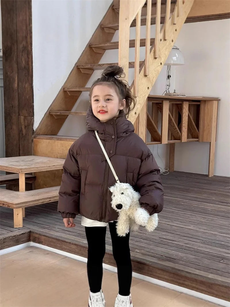 Winter Kinder Warme Daunenmäntel Herbst Kinder Baumwolle Gefütterte Jacken Jungen Mädchen Kleidung Baby Mit Kapuze Oberbekleidung 3-12 Jahre