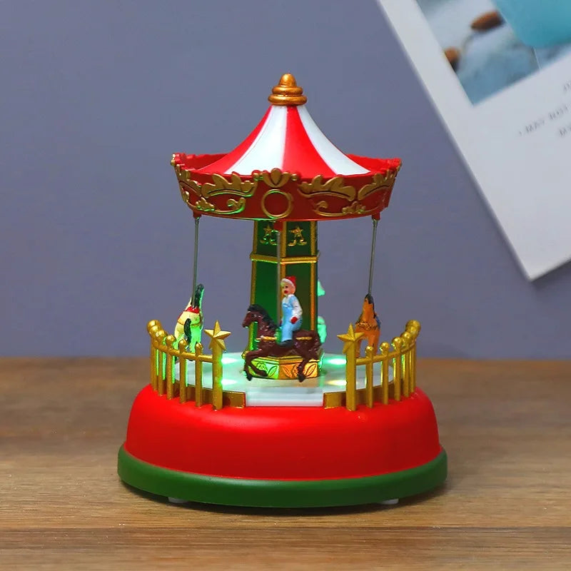 Weihnachten Musik Geschenk Box Home Dekoration Popcorn Szene Dorf Rotierenden Santa Statue Weihnachten Desktop Decor Weihnachten Kind Kind Geschenk