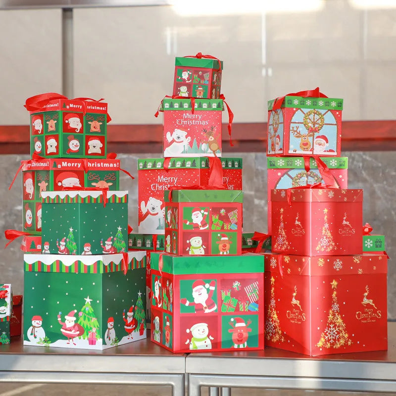 Weihnachtsgeschenkboxen, Geschenkverpackung, Frohe Weihnachten, Dekorative Kartons für Weihnachten, Heimparty-Dekoration, Neujahr, Süßigkeitenbox, Etui