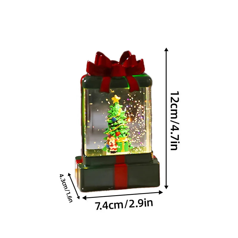 Weihnachtsdekorationen, leuchtende Kristalllichter, Ornamente, neue Weihnachtsmann-Nachtlichter, Weihnachtsgeschenkpakete, kleine Windlichter
