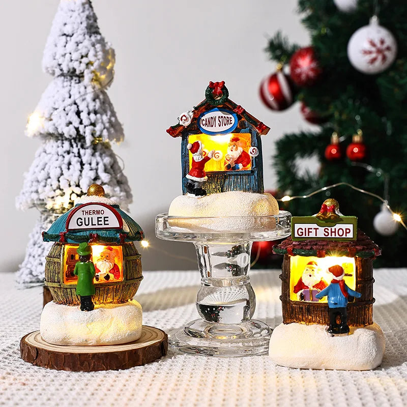 Weihnachten Schneehäuse Glow Craft Schneemann Garten Ornament mit Musik Home Decora Land Harz Ornament Roman Weihnachten Kind Geschenk