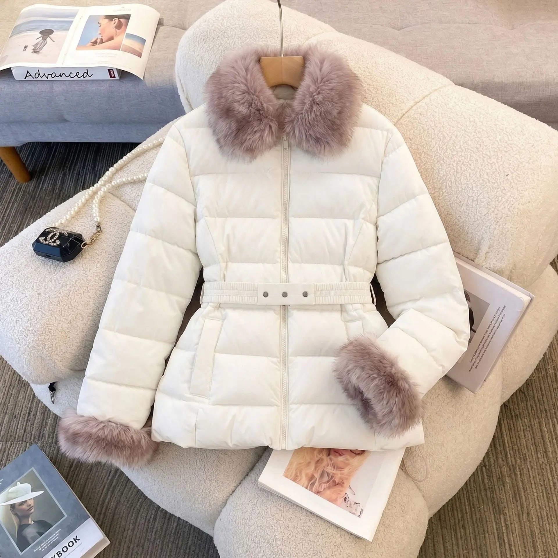 Winterkleidung 2026 Neue Mode Pelzkragen Daunenjacke Kurze Wattierte Damenjacke zum Warmhalten