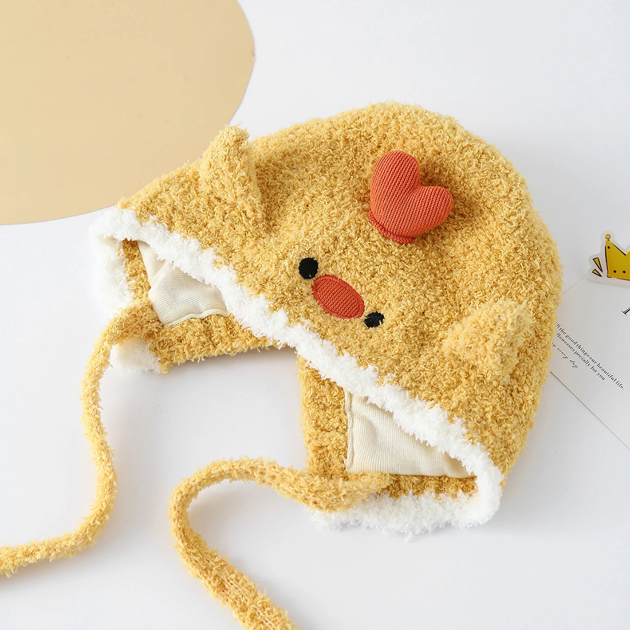 Winter Warme Ohr Schutz Kappe Niedlichen Tier Verdicken Kinder Schnürung Hut Im Freien Kalt-beweis Kleinkind Gestrickte Baby Ohrenschützer beanie