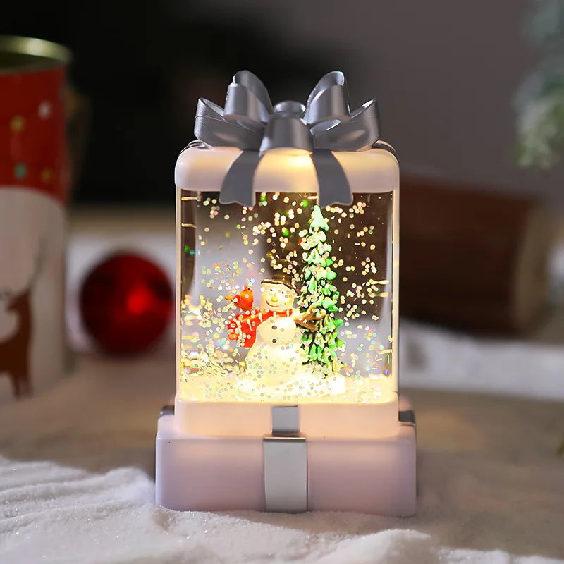 Weihnachtsdekorationen, leuchtende Kristalllichter, Ornamente, neue Weihnachtsmann-Nachtlichter, Weihnachtsgeschenkpakete, kleine Windlichter