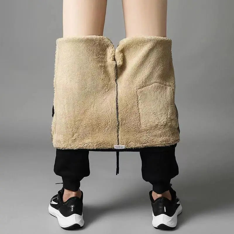 Winter Lammwolle Warme Casual Hosen männer Fitness Jogging Jogginghose Männlich Solide Kordelzug Böden Fleece Gerade Hosen M-5Xl