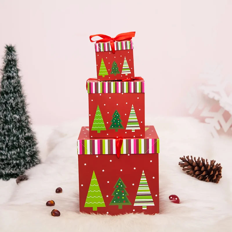 Weihnachtsgeschenkboxen, Geschenkverpackung, Frohe Weihnachten, Dekorative Kartons für Weihnachten, Heimparty-Dekoration, Neujahr, Süßigkeitenbox, Etui