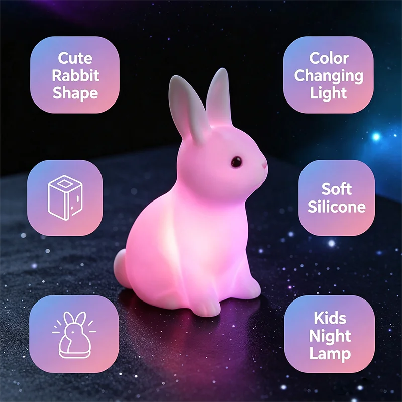 Bunte Kaninchen Nachtlichter für Kinder Baby Geschenke Cartoon Niedliche Tier Hase Lampe Weihnachtsdekoration Kinder Geburtstagsgeschenk
