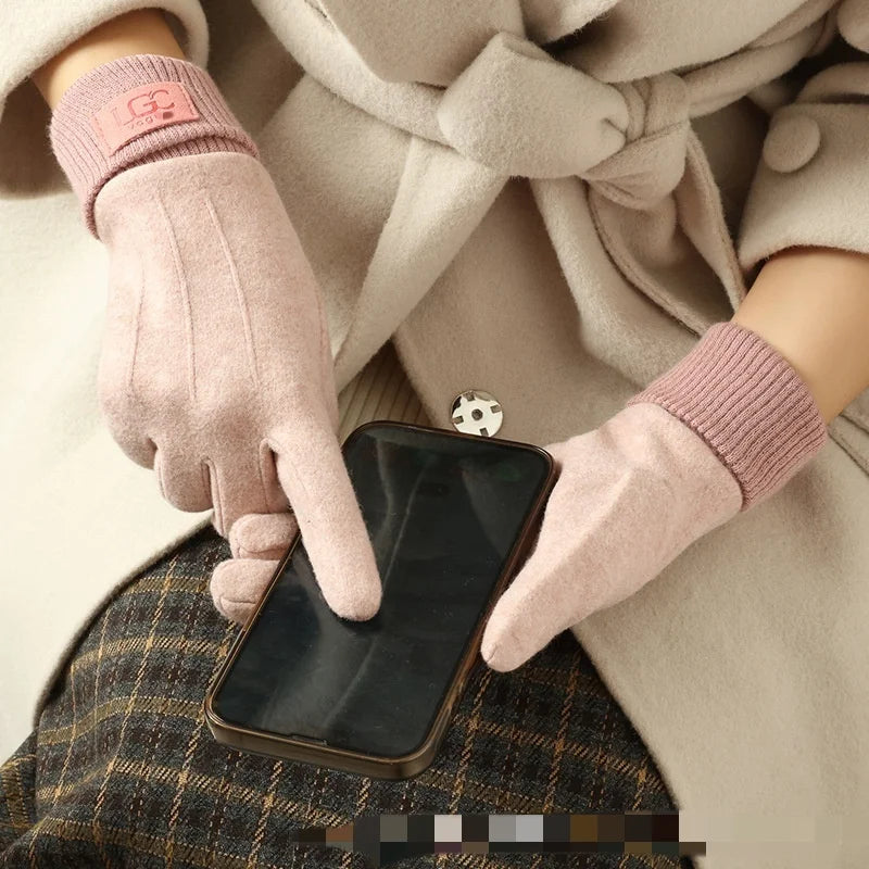 Winter-Kaschmirhandschuhe für Damen, warme Touchscreen-Handschuhe, Herrenhandschuhe, Outdoor-Kälteschutz, Radfahren, dicke Vollfinger-Fäustlinge