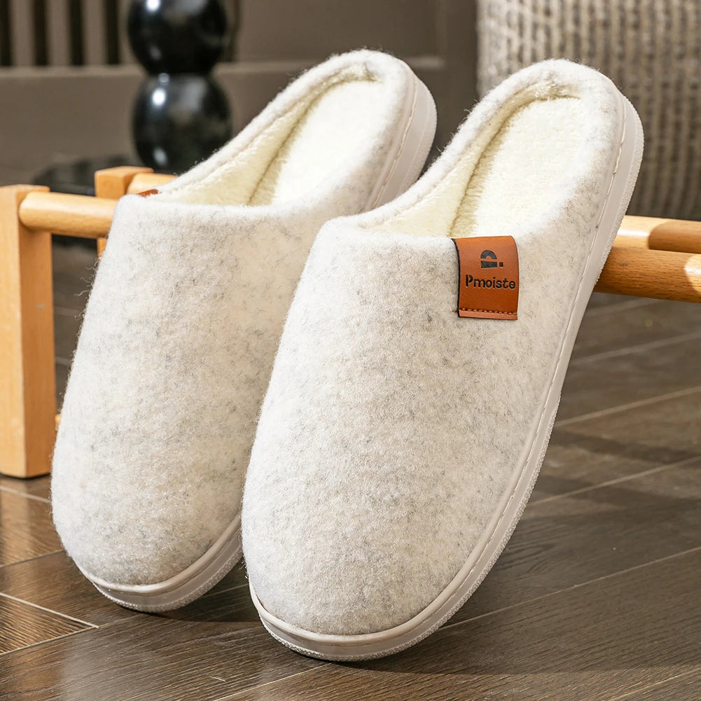 Winter Herren Filz Plattform Hausschuhe Ultra Warm Kissen Gemütliches Leben Rutschfestes TPR Outdoor Indoor Haus