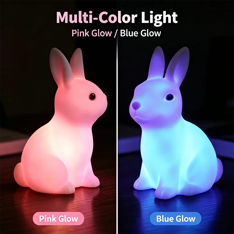 Bunte Kaninchen Nachtlichter für Kinder Baby Geschenke Cartoon Niedliche Tier Hase Lampe Weihnachtsdekoration Kinder Geburtstagsgeschenk